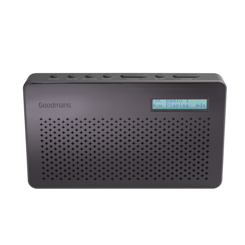 Goodmans Canvas, Portable DAB Digital & FM RDS Radio, Battery Operated - Grey GMR1886DAB transparent background