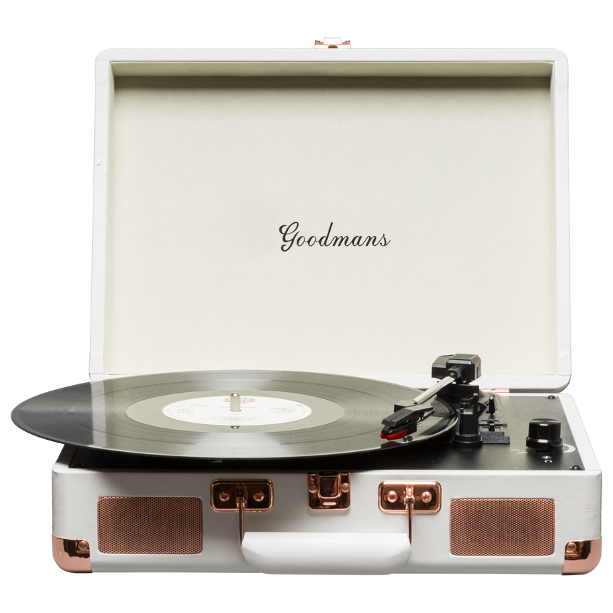 Goodmans Ealing Portable Briefcase style Turntable Cream